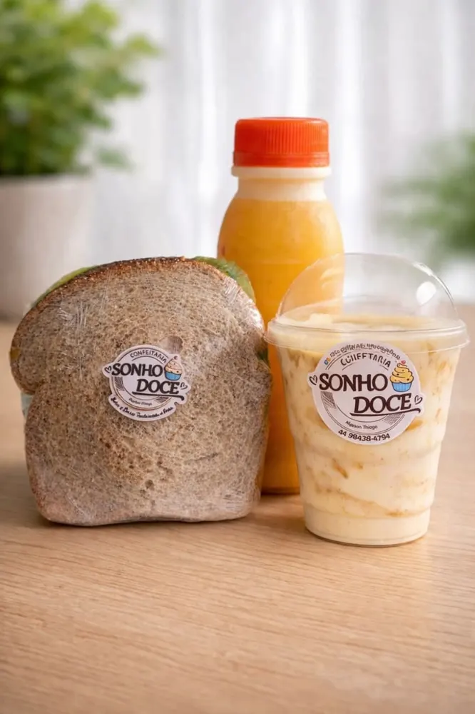 Combo Sonho Completo com lanche natural, suco e bolo de pote